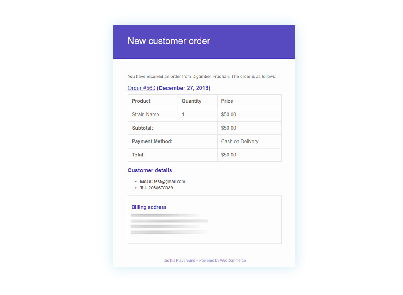 New customer order template