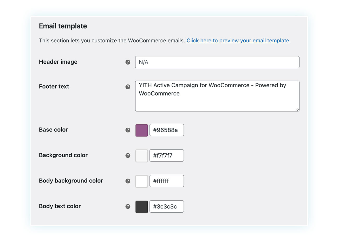 WooCommerce Email template settings