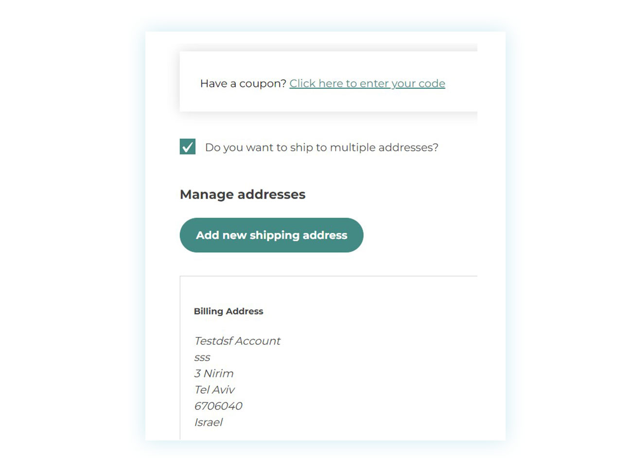 Manage addresses