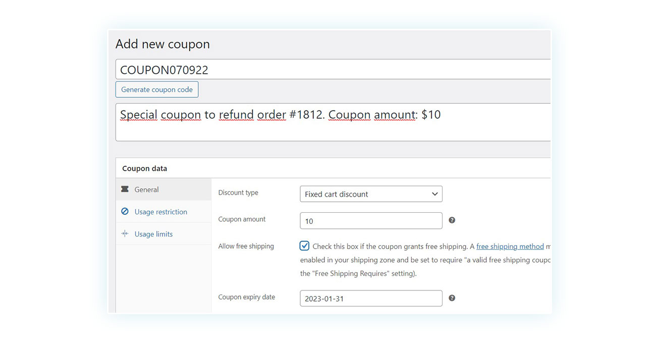 Creating custom coupons