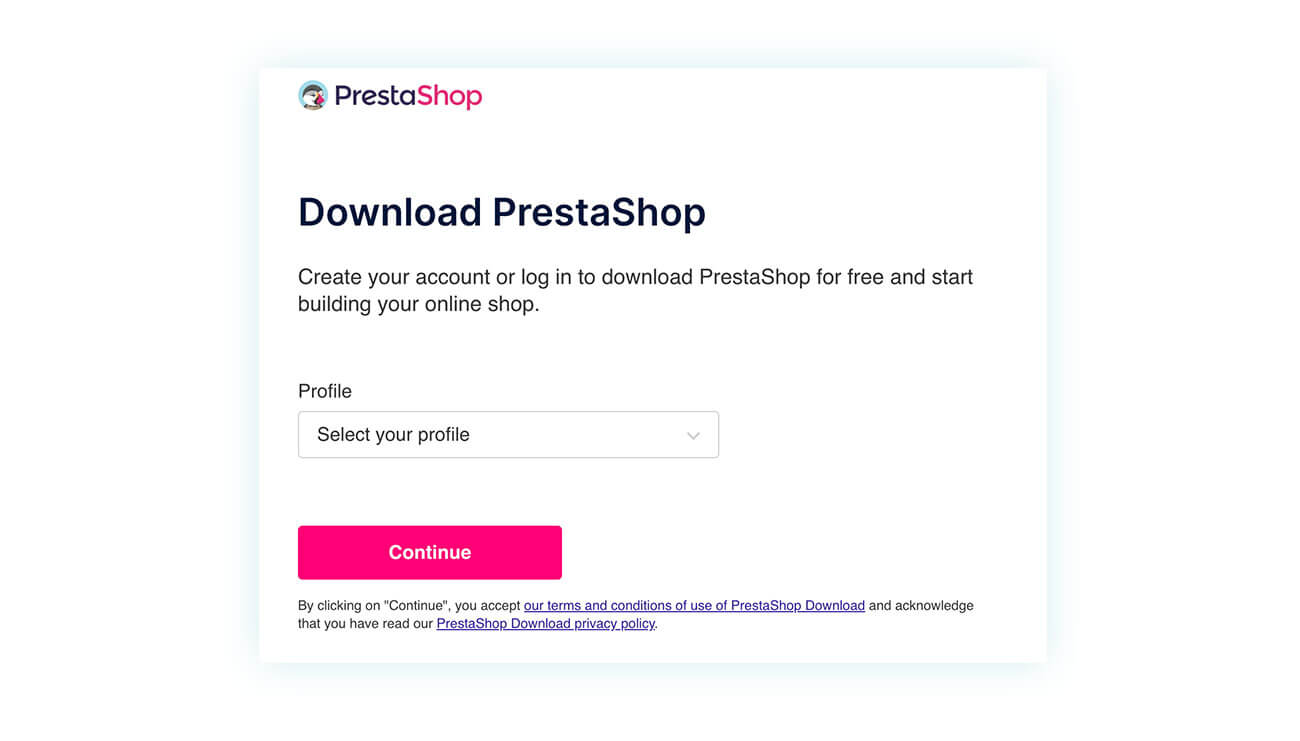 Create new prestashop account