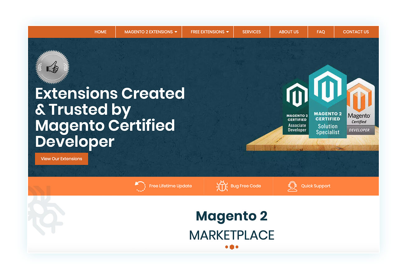 Magento homepage example