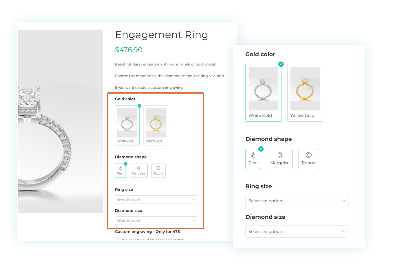 Engagement ring example - customizable product