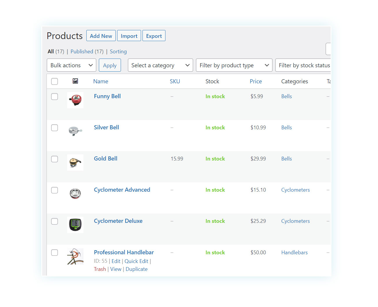 Individual products of the composite product