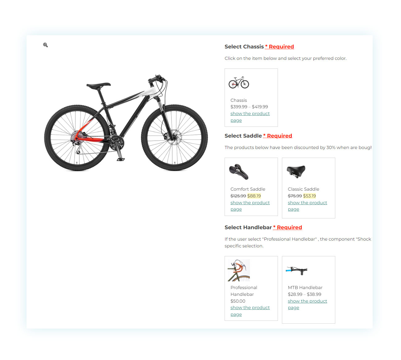 How to create a bicycle product and its components using dependencies