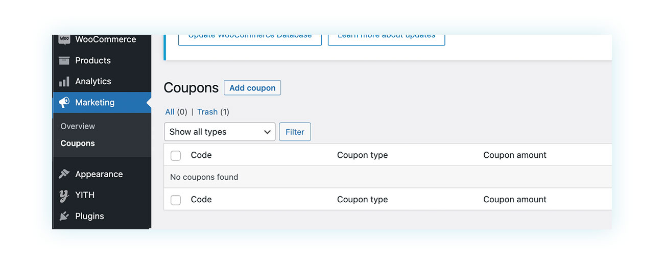 coupons process WooCommerce