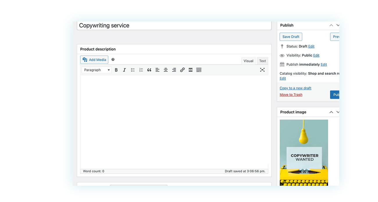 Simple product creation: Copywriting service