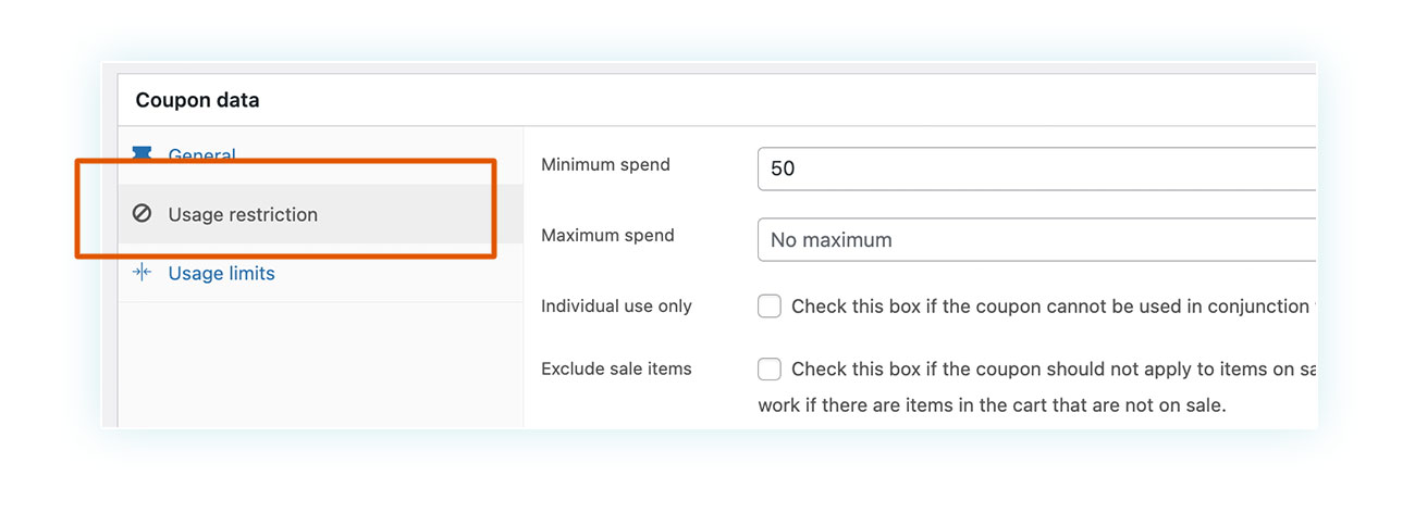 Usage restriction option WooCommerce