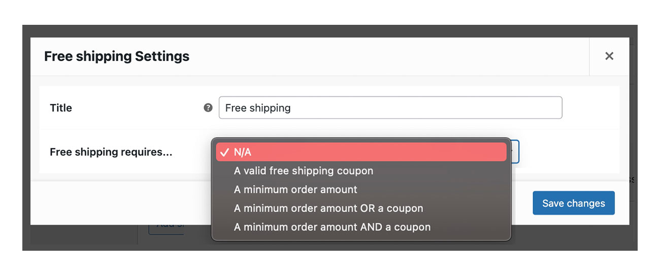 Free shipping settings