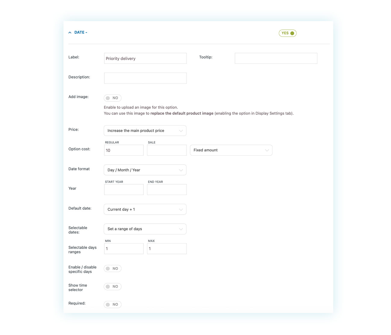 Priority delivery backend settings