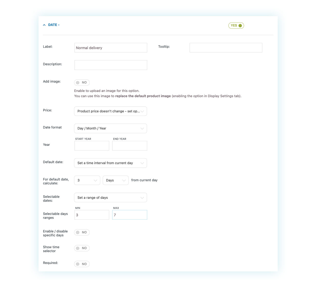 Normal delivery backend settings