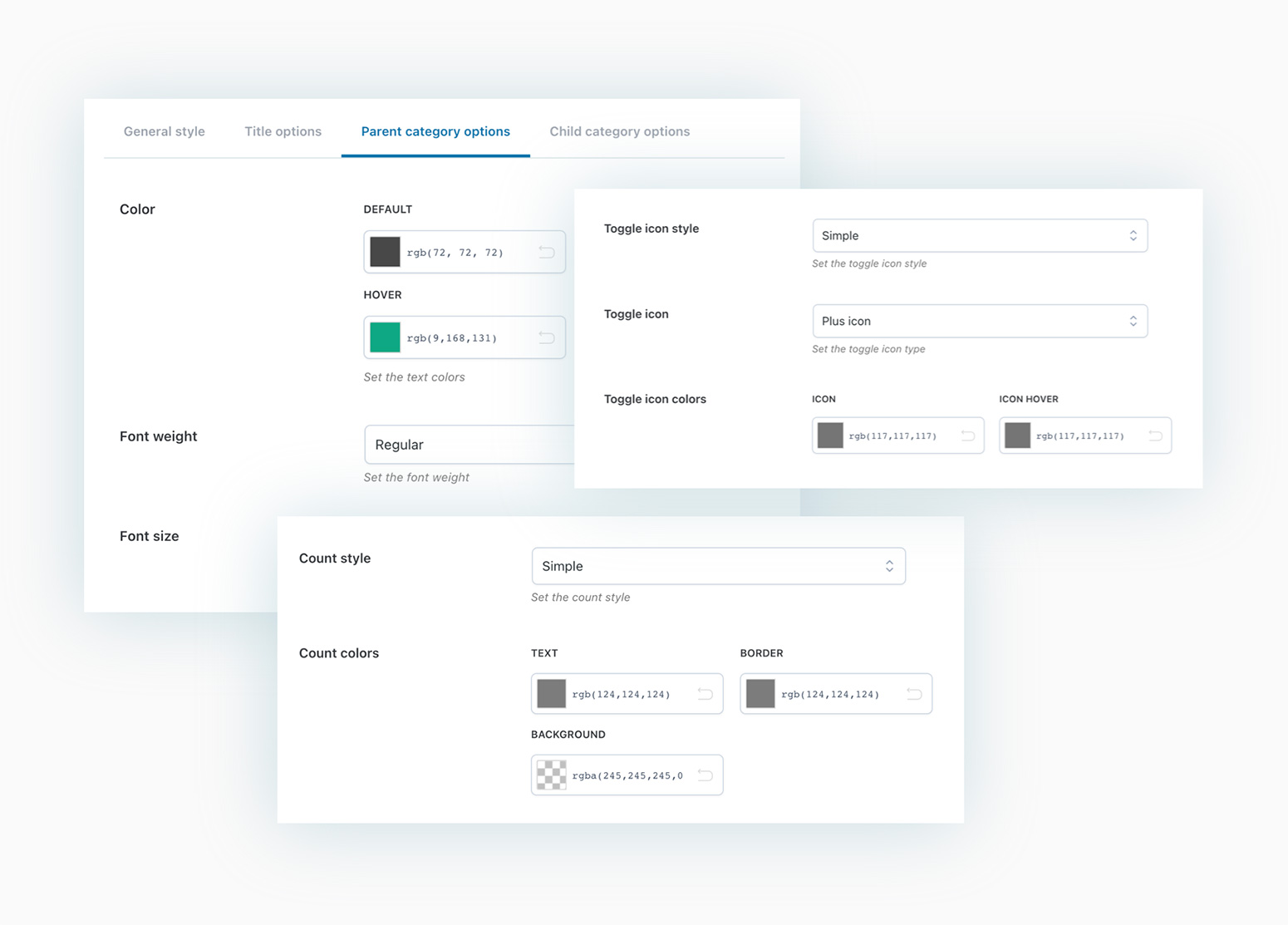 Paren category options