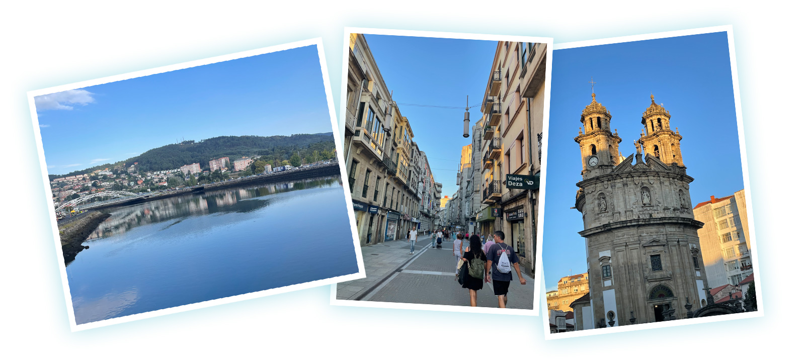 River, street and church in Pontevedra