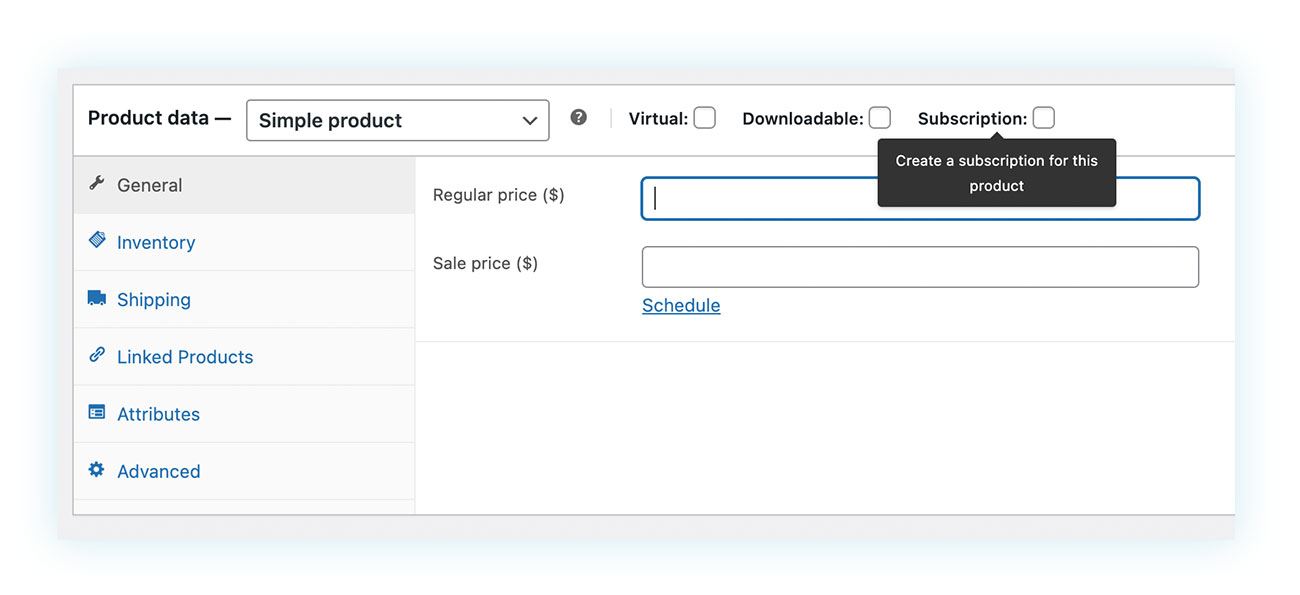 Product Data section