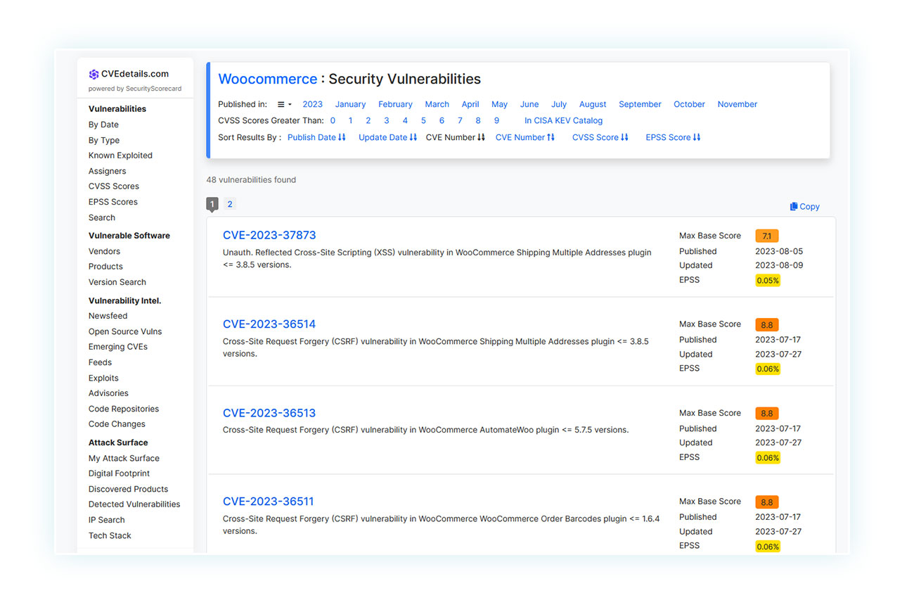 Security vulnerabilities