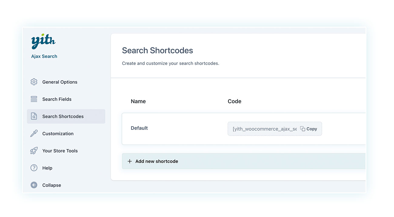 Search shortcodes