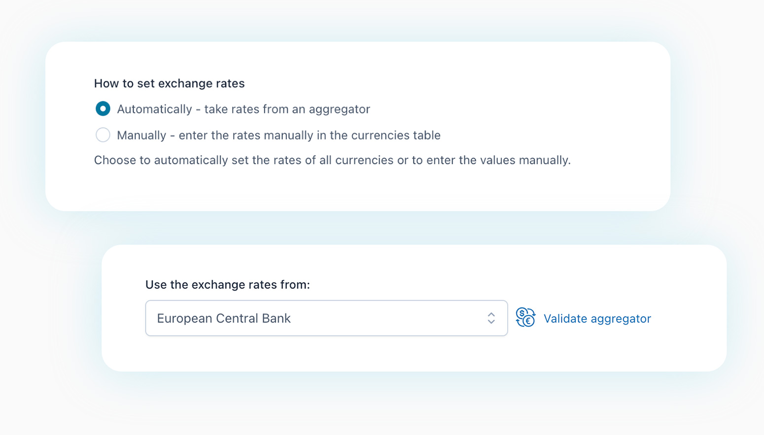 Manual or automatic exchange rate