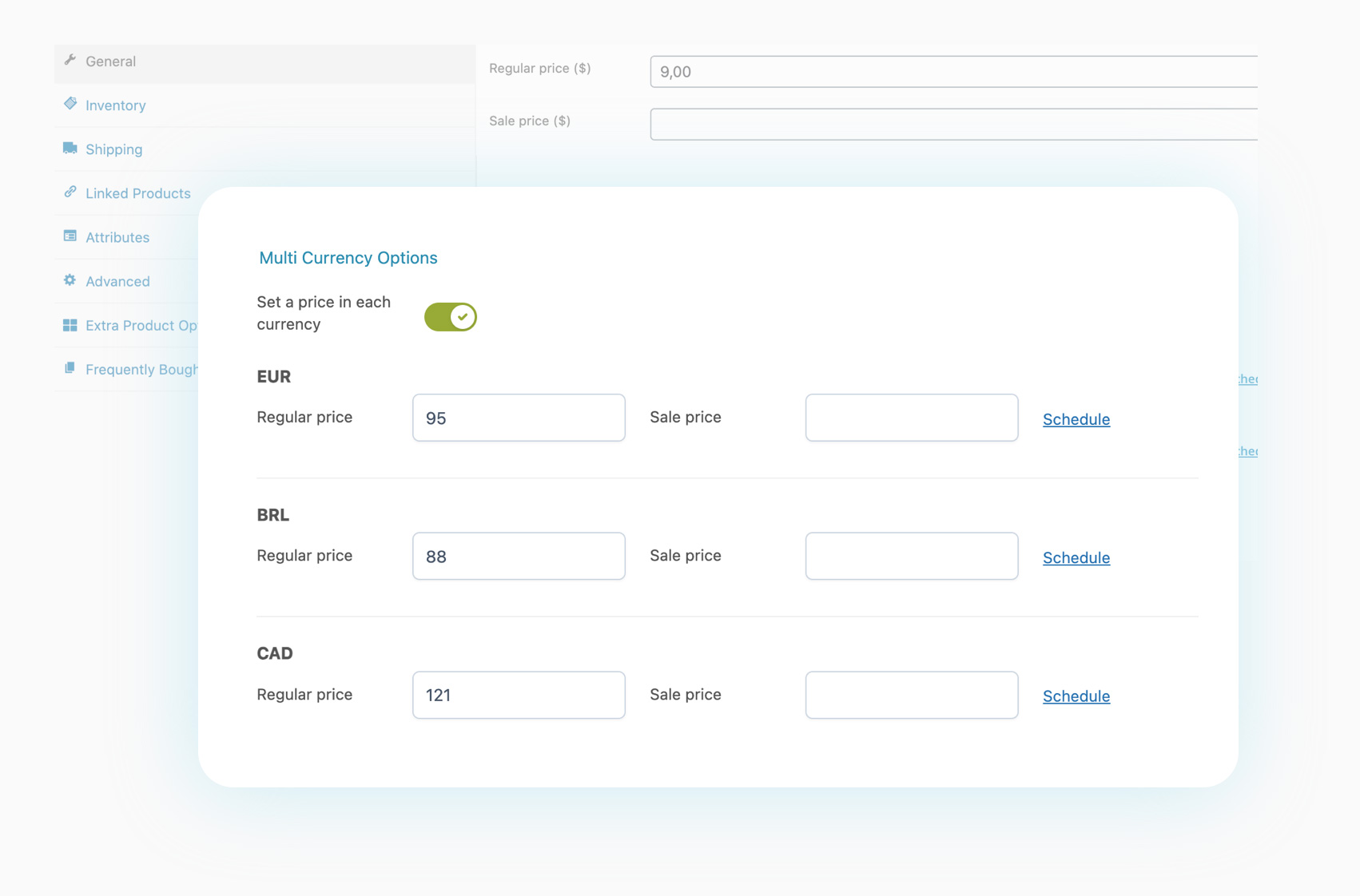 Set prices manually by product