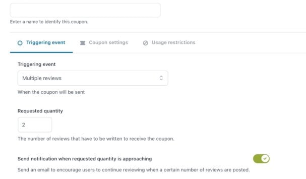 Review for discounts module - Coupon settings