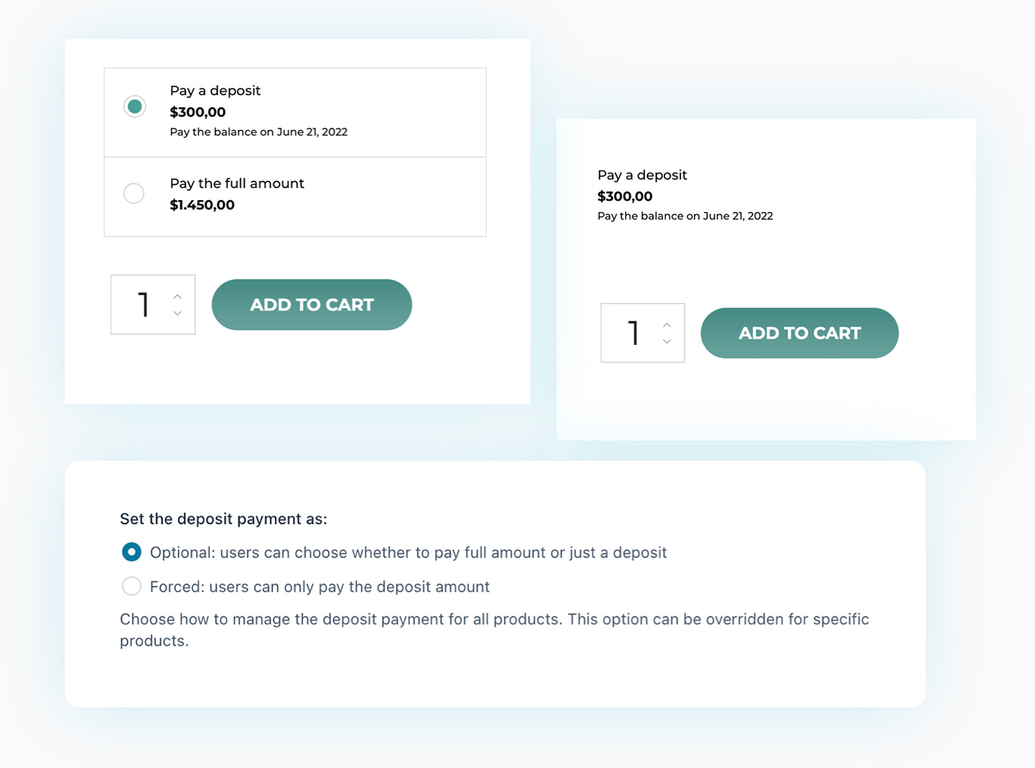 Deposit payment options