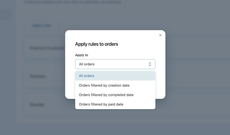 Apply rules to orders