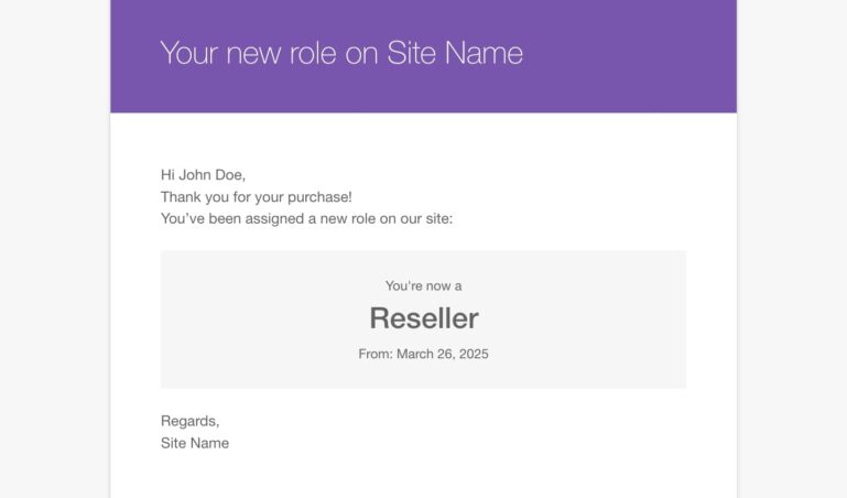 User new role notification