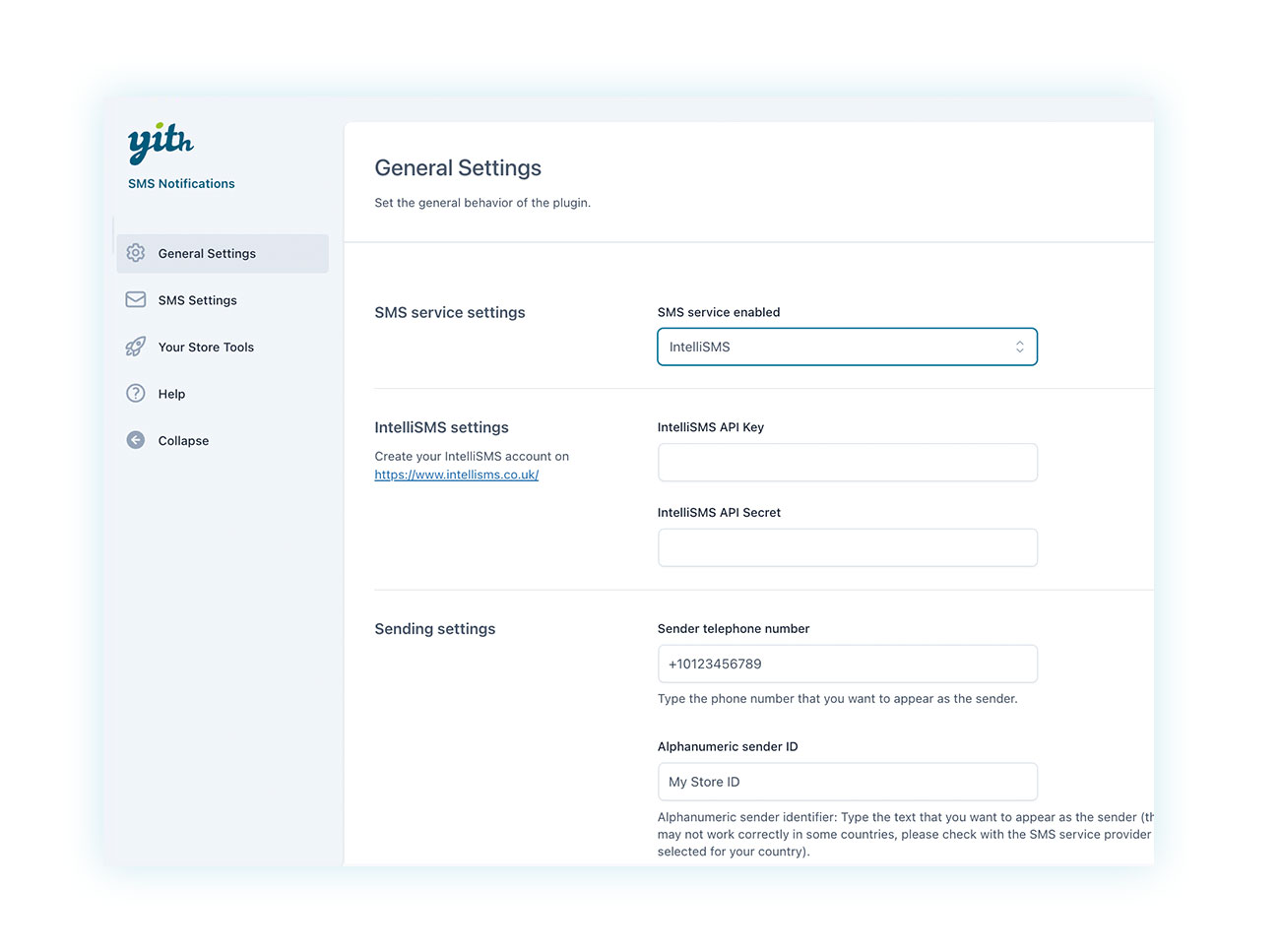 General settings of the plugin