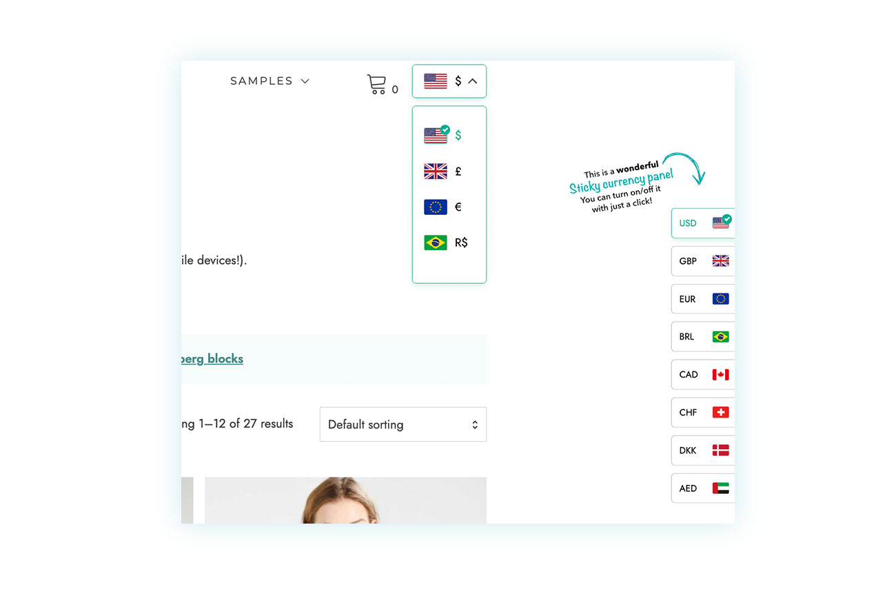 Currency selector in the store