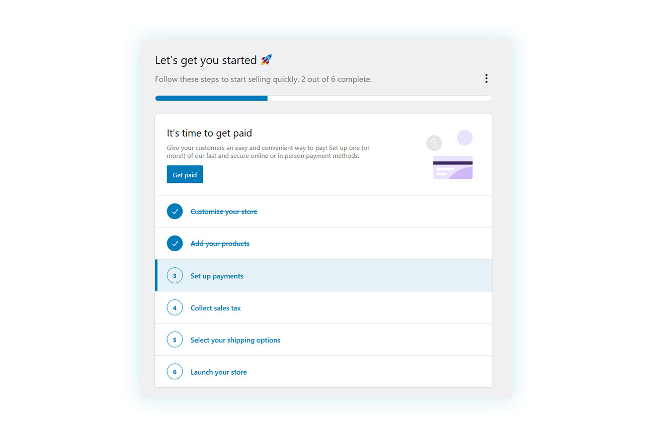 Setting up payment methods