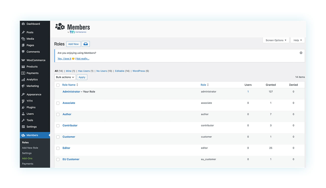 Creating and adding user roles