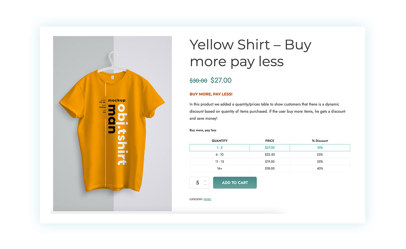 Product with quantity/price discount