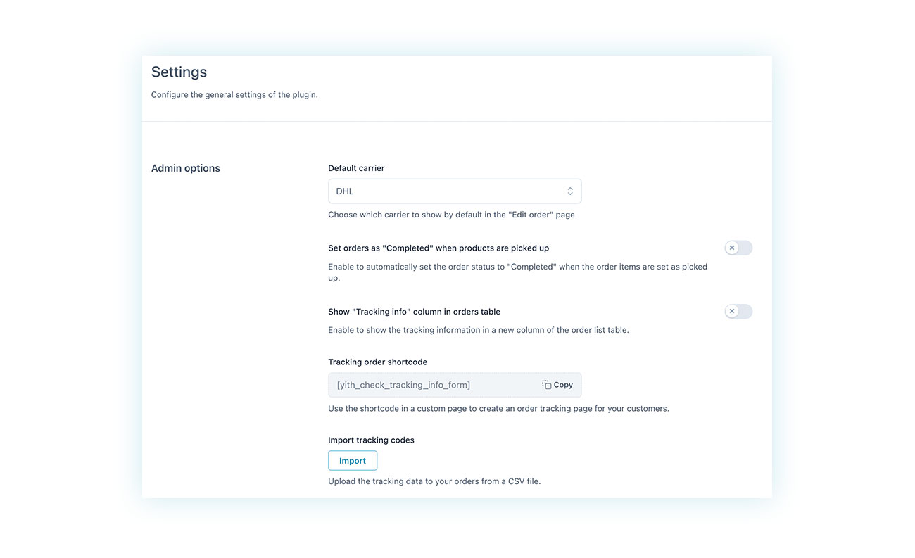 Shipping settings